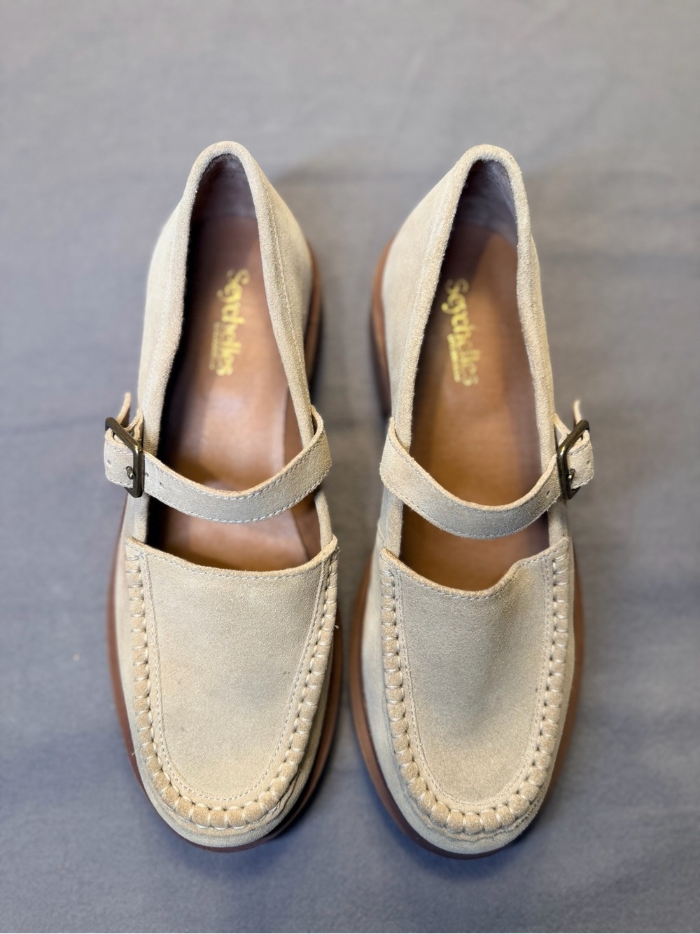 Seychelles Honeybunch Mary Jane Loafers In A Sand Suede Color Size 8 Women's
